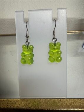 Green Gummy Bear Drop Earrings - Women Jewelry